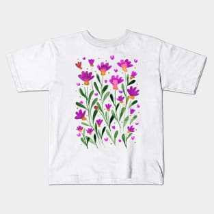 Forget me not flowers - viva magenta and green Kids T-Shirt